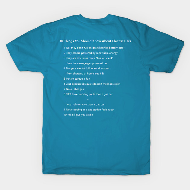 10 Things You Should Know About Electric Cars (Light Text) by Fully Charged Tees